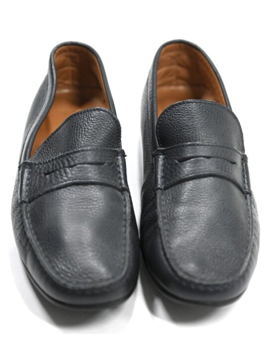 Patrizio Dolci Italian Leather Penny Loafers in Black main image 6